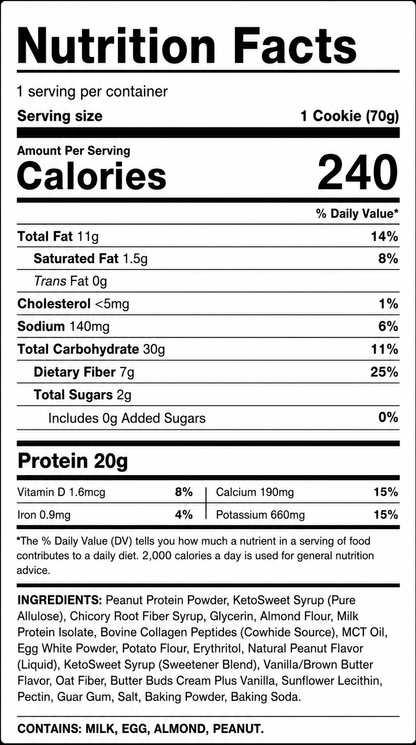KRUSH 20G Protein Cookies (Peanut Butter) 12 Count