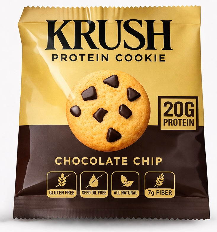 KRUSH 20G Protein Cookies (Chocolate Chip) 12 Count