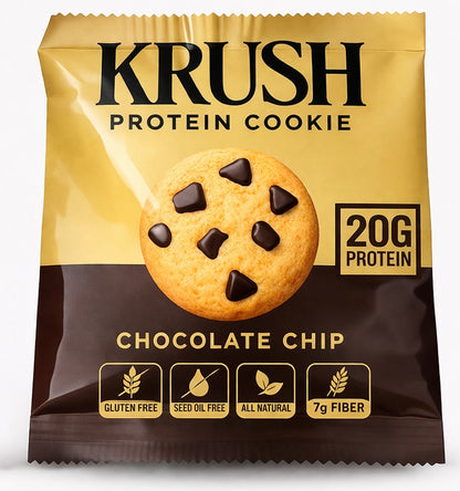 KRUSH 20G Protein Cookies (Chocolate Chip) 12 Count